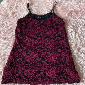 Black tank with burgundy lace overlay size M